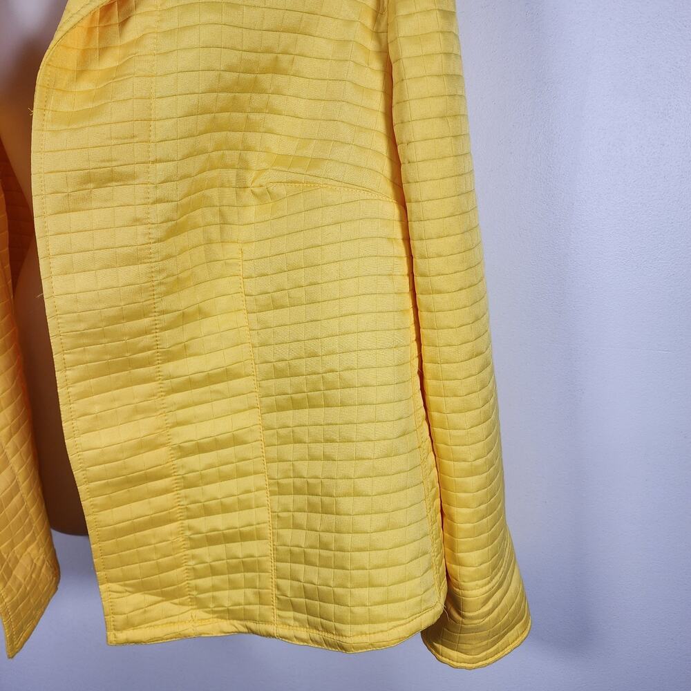 Harve Benard Womens Quilted Blazer 18W Yellow Cuffed Open Front Business Office - Picture 4 of 8